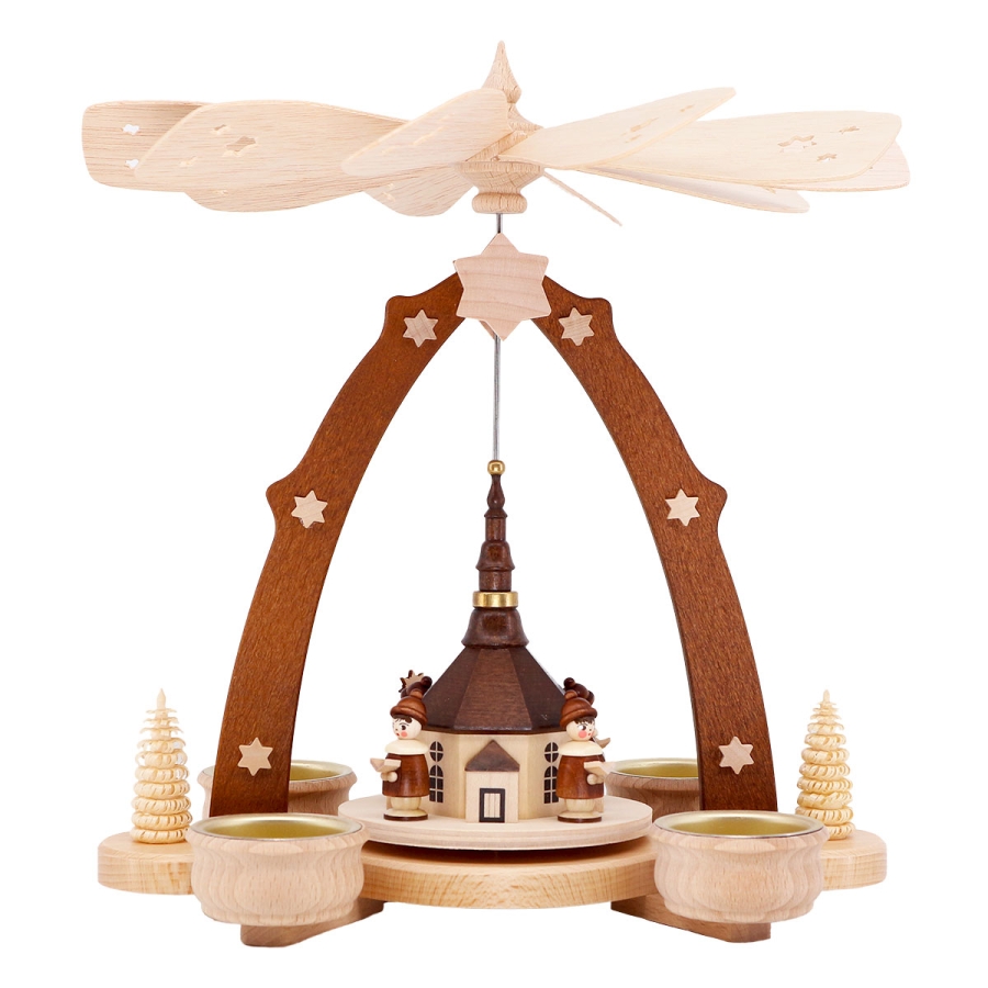 Teelichtpyramide mit Seiffener Kirche 