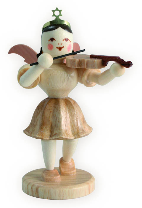 Engel mit Violine Kurzrockengel natur 