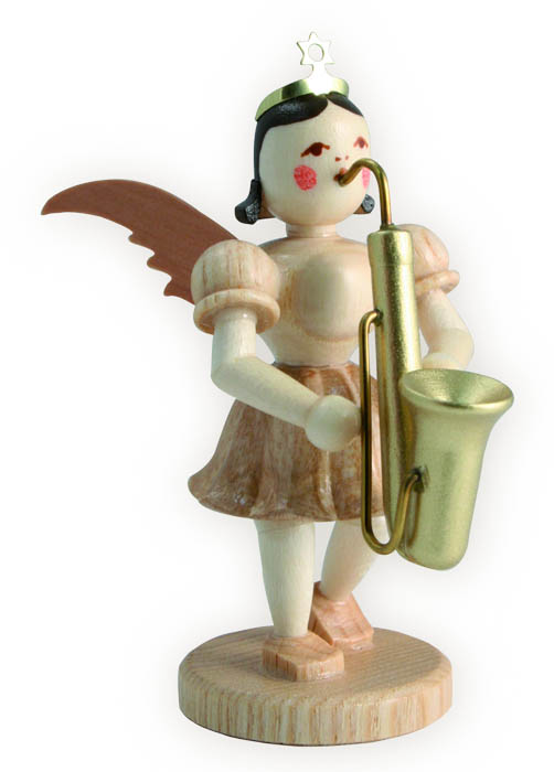 Engel mit Saxophon Kurzrockengel natur 